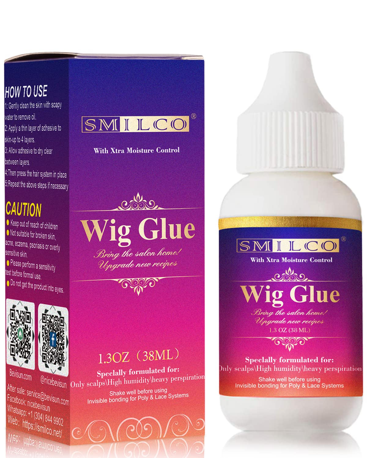 Strong Hold Waterproof Lace Wig Glue - 1.3OZ Transparent Hair Adhesive for Lace Front Wigs, Super Hold Waterproof Glue, Easy to Remove & Quick Dry