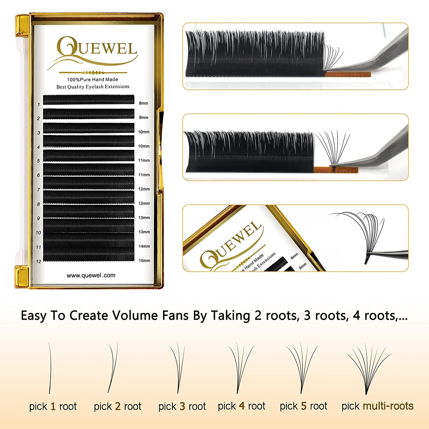 Volume Eyelash Extensions | 0.03-0.12Mm | C/CC/D/DD Curl | 8-25Mm Length | Easy Fan 2D-20D Self Fanning Volume Lashes 0.07D Mix-8-15Mm Long Lasting Blooming Lashes(0.07D Mix8-15)