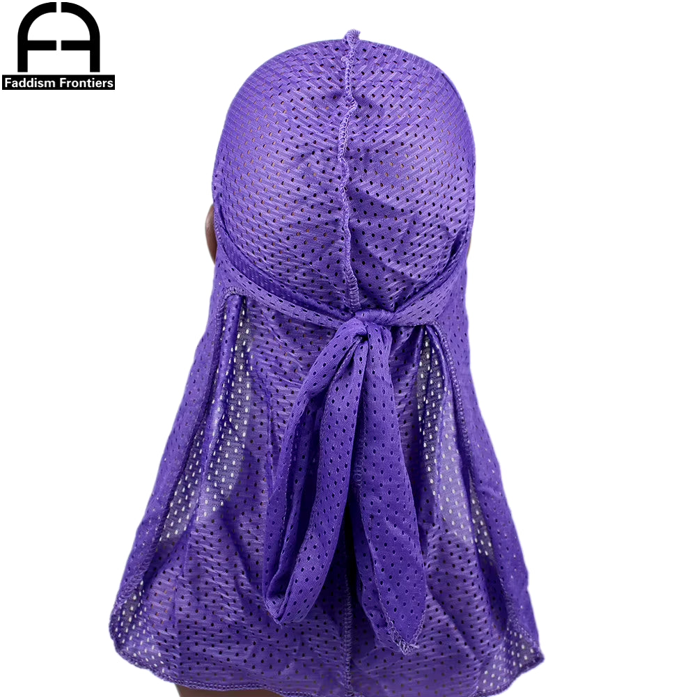 Summer Men Mesh Durag Breathable Long Tail Durags Bandanas for Men Wave Do Durag Rags