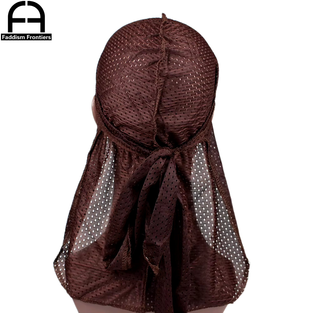 Summer Men Mesh Durag Breathable Long Tail Durags Bandanas for Men Wave Do Durag Rags