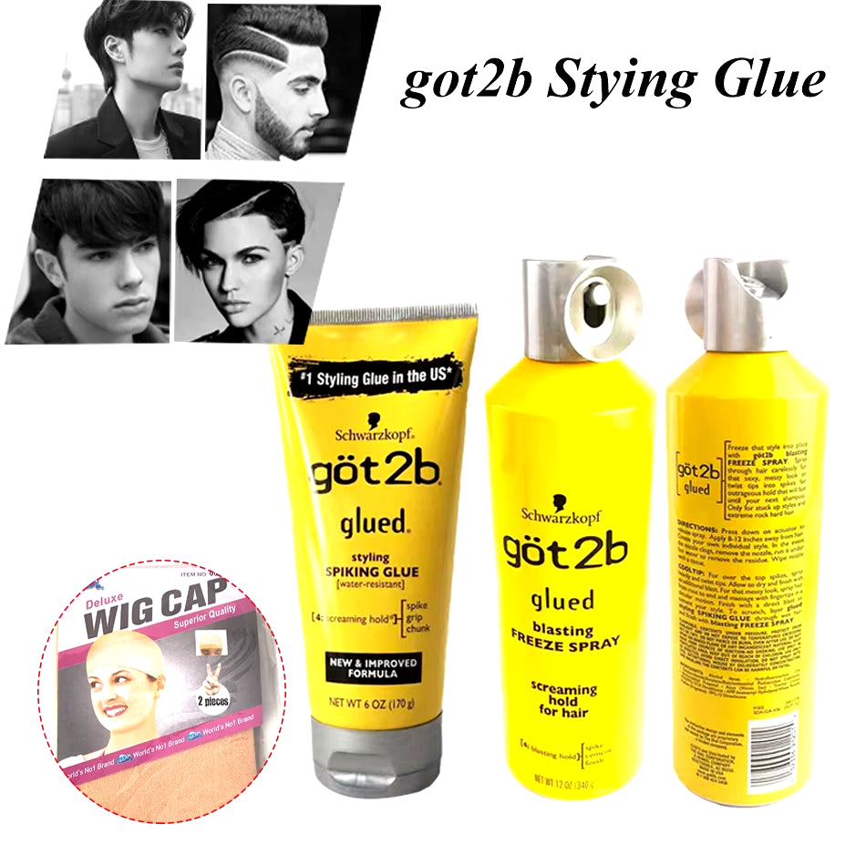 Got 2B Spray Human Hair Styling Gel Got2B Spray Glued 12 Oz / 6 Oz Freeze Spray Ultra Glued Invincible Styling Hair Gel 1.25Oz