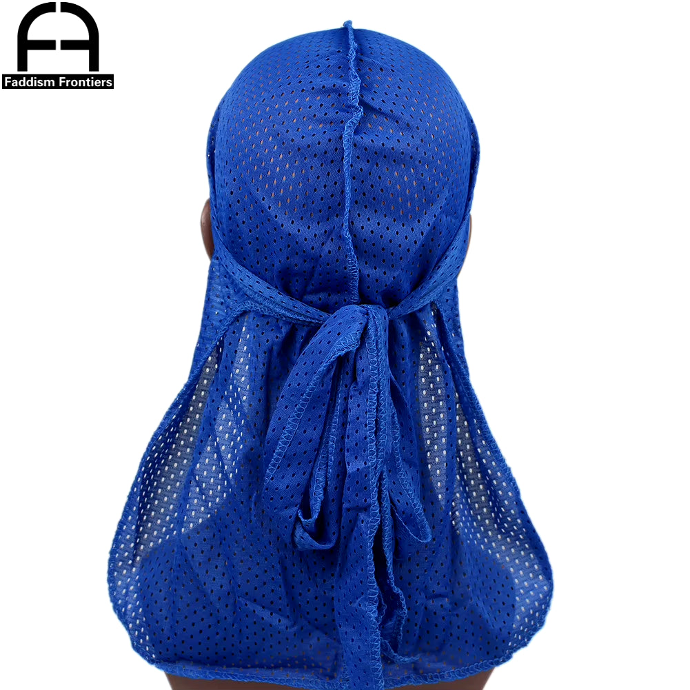 Summer Men Mesh Durag Breathable Long Tail Durags Bandanas for Men Wave Do Durag Rags