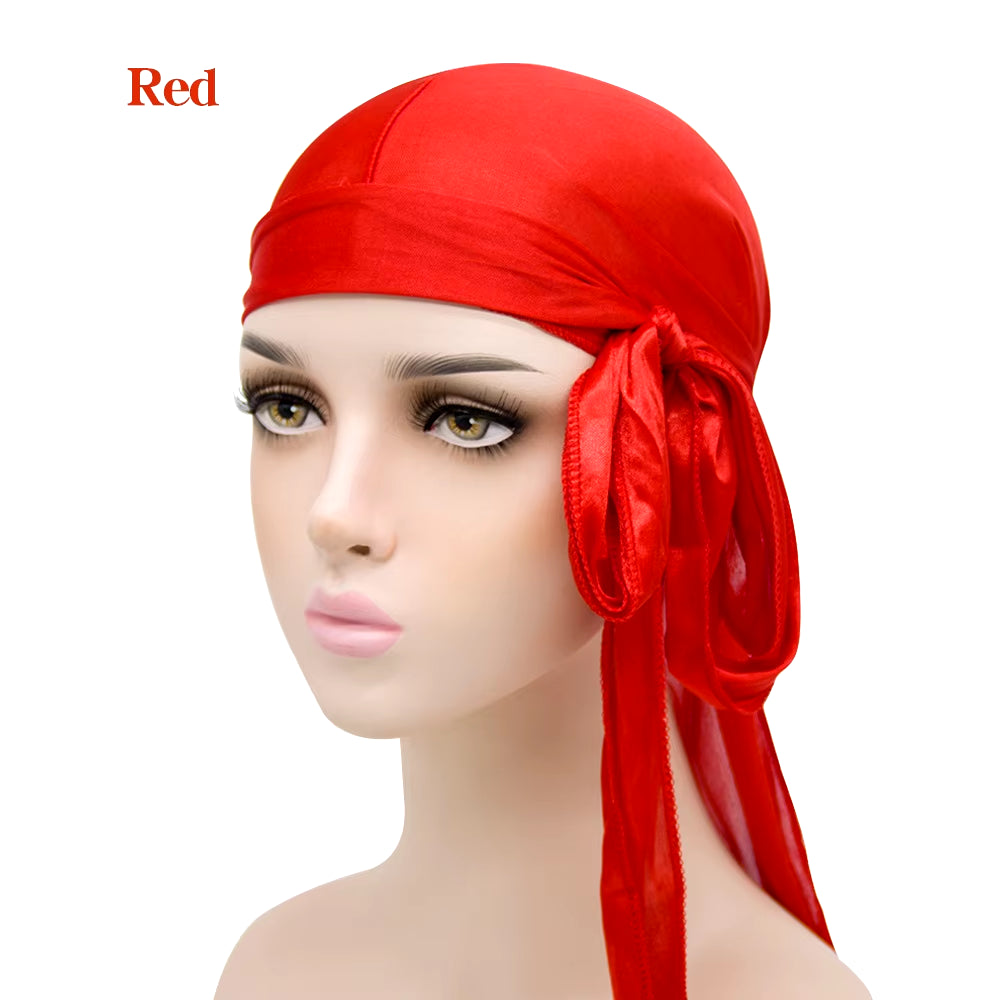 1-4Pcs New Silk Durag Bandana Turban Hat Men Breathable Long Tail Doo Rag for Men Durags Pirate Hat Headband