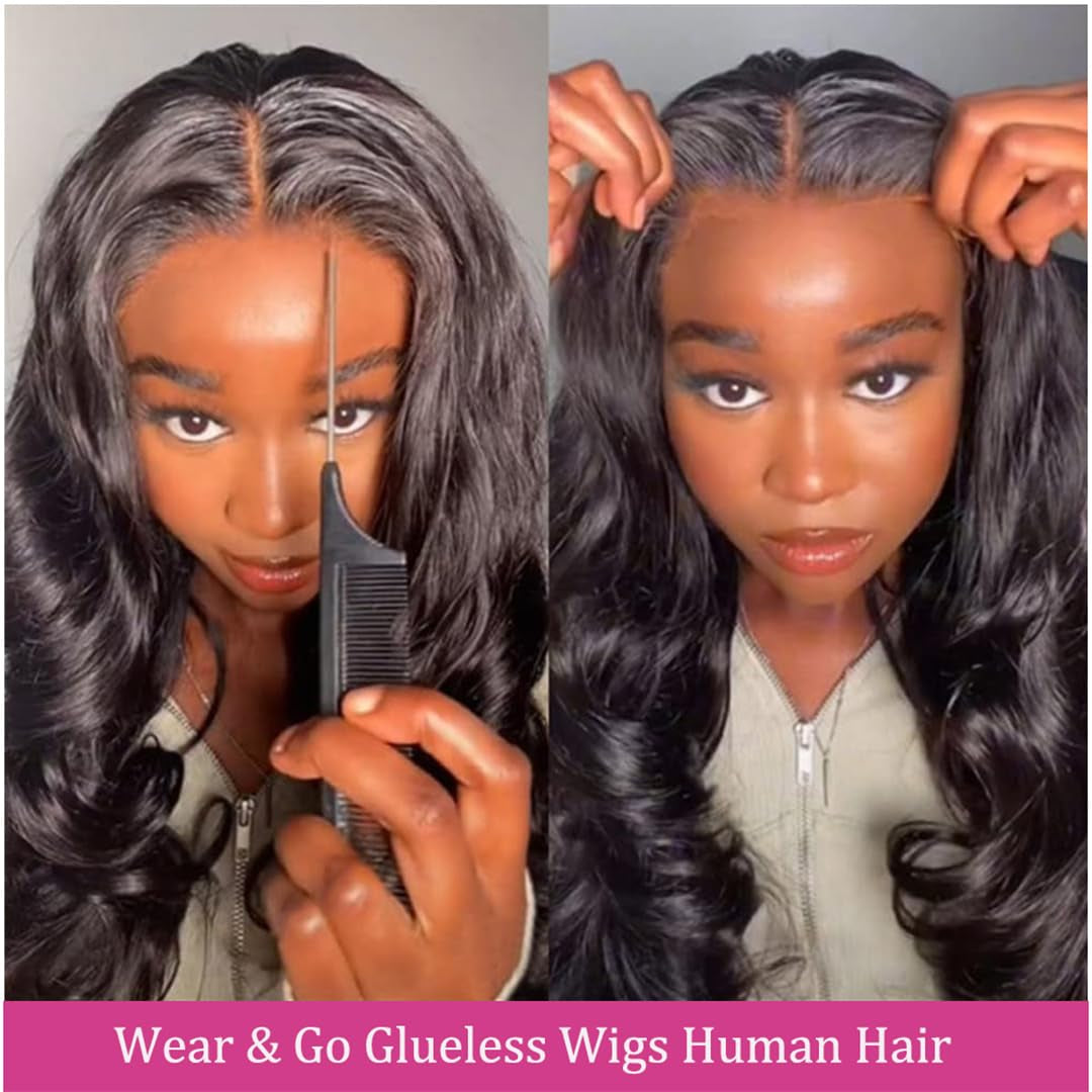 Glueless Bob Wig Human Hair Pre Plucked Wear and Go Glueless Wigs Pre Cut Lace B