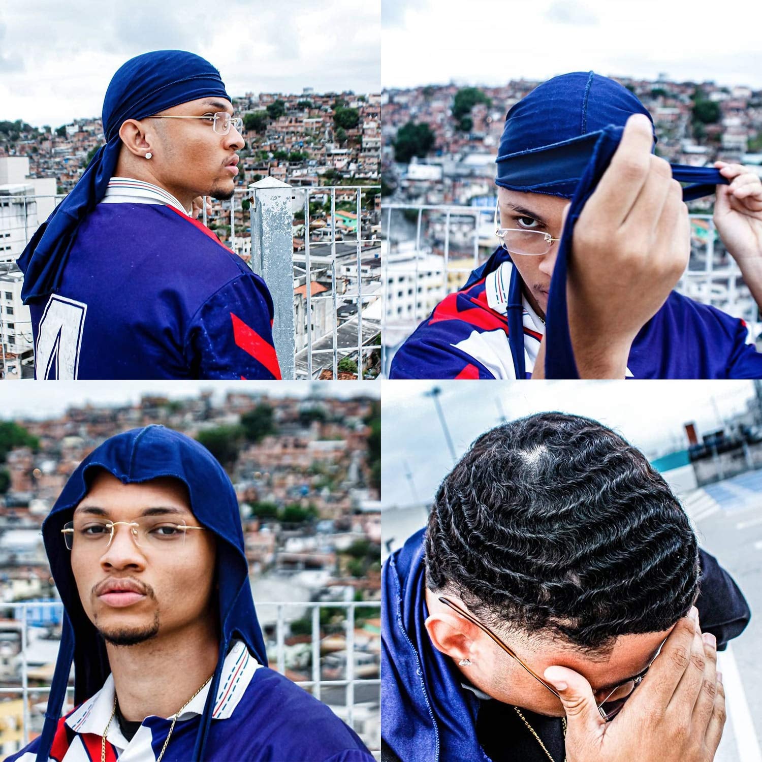 6Pcs Velvet Durag with 1 Wave Cap for 360 Waves Doo Rag(Purple, Red, Black, Pink, Yellow, Blue)