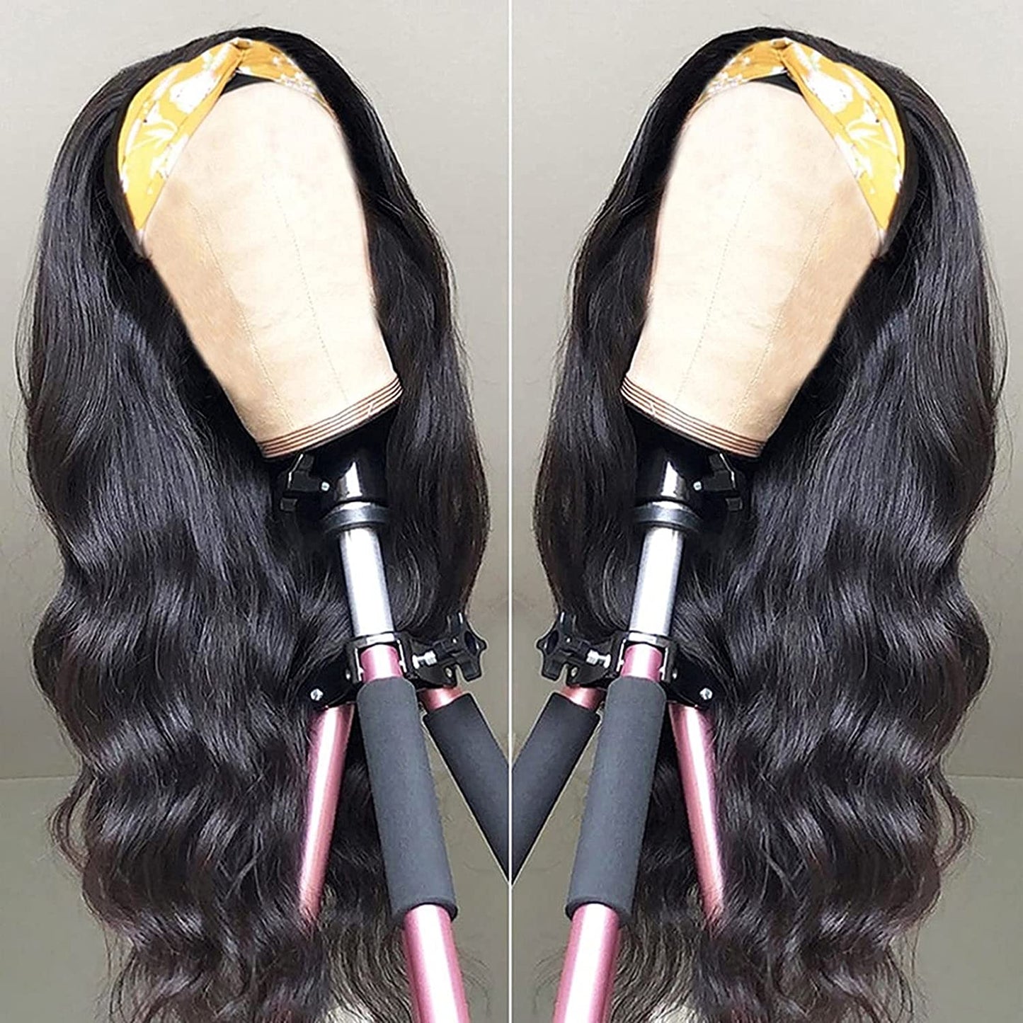 Body Wave Headband Wig Human Hair Headband Wigs for Black Women Brazilian Virgin Hair Wear and Go Glueless Wigs Human Hair Headband Wig 150% Density (18" Headband Wigs)